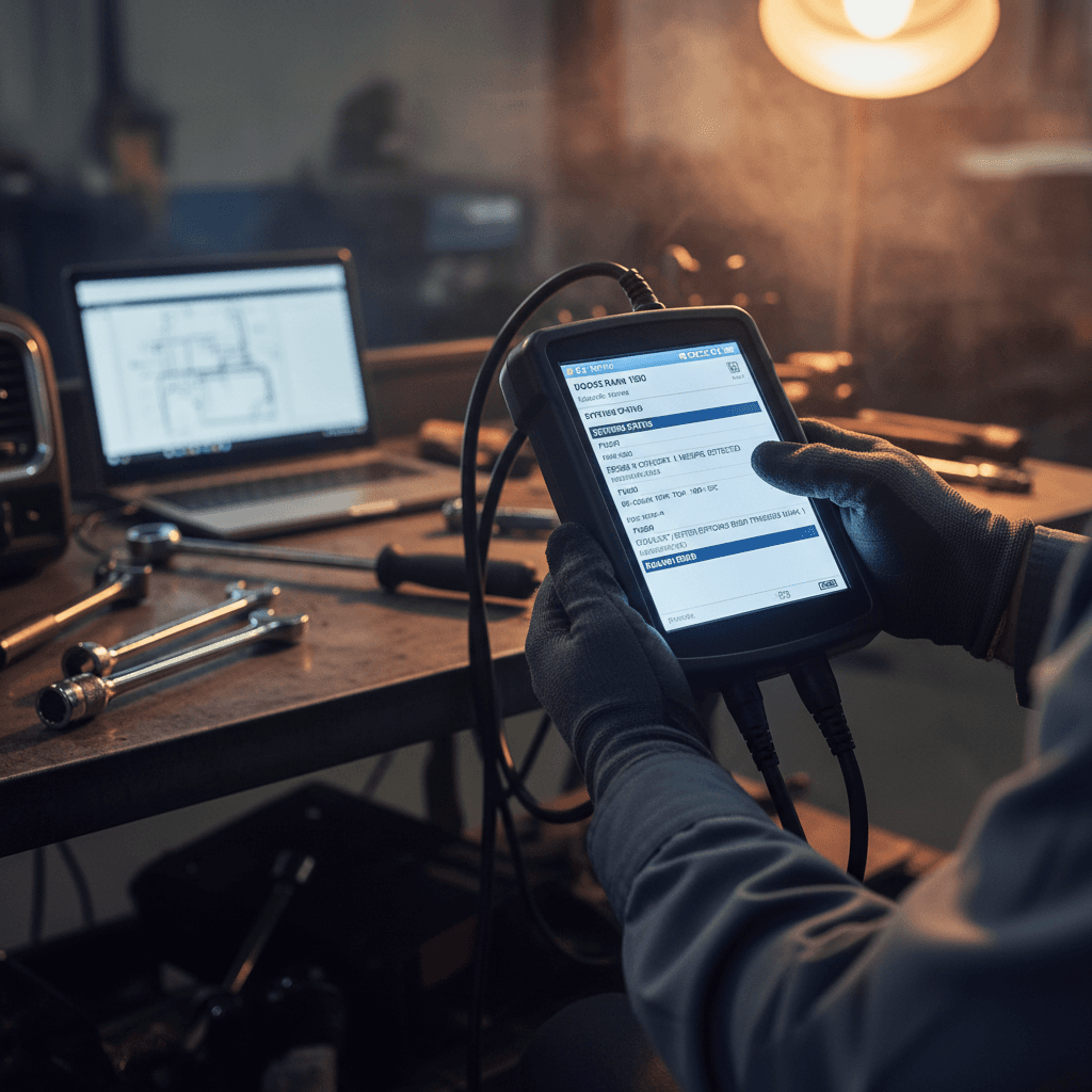 Diagnostic testing equipment on a vehicle