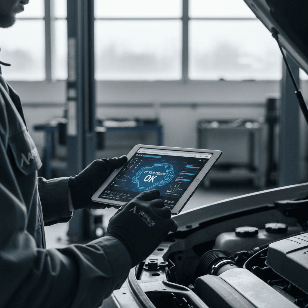Technician reviewing repair quote documentation
